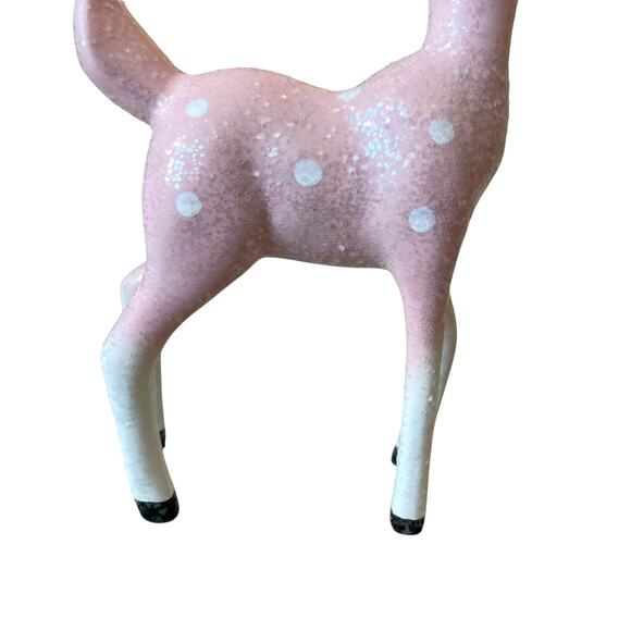 34th & Pine Pink Glitter Christmas Reindeer 9in Holiday Decor Viral NEW - Picture 9 of 11